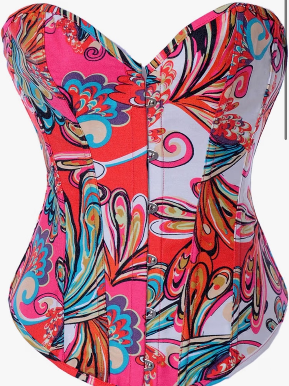 Women's Pink Multicolor Printed Bustier Corset